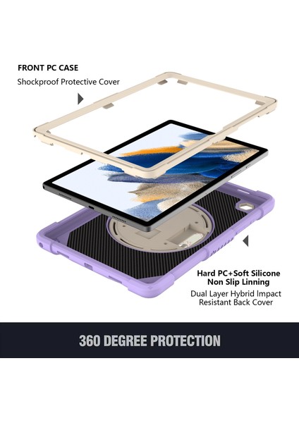 Samsung Galaxy Tab A8 10.5 2021 Mor Için Rotary Grab Case(Yurt Dışından)