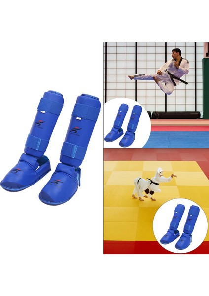 Boks Shin Muhafızları Dişli Bacak Instep Koruyucu Muay Thai Eğitim Çocuklar Için Link Blue L (Yurt Dışından)