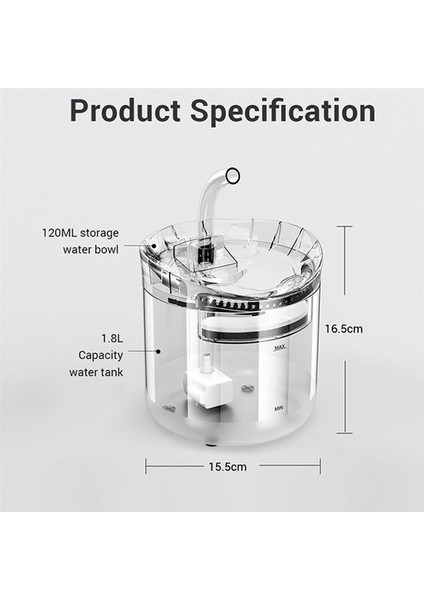 1.8l Otomatik Pet Su Çeşmesi Şeffaf Köpek Su Dağıtıcı Ultra Sessiz Clear Pet Içme Çeşmesi Kediler Köpekler Için Içme Çeşmesi | Kedi Besleme ve sulama Malzemeleri (Yurt Dışından)