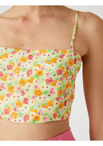 Çiçekli Crop Atlet İnce Askılı