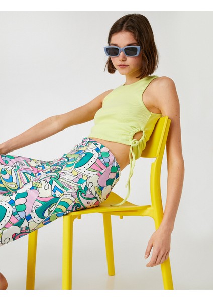 Crop Atlet Halter Yaka Pencere Detaylı