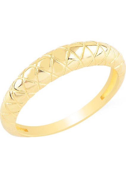 Altın Sade Çentikli Yüzük