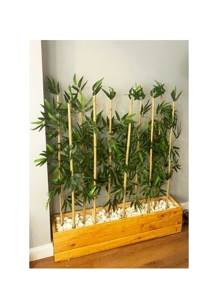 1 mt Boy Yapay Bambu Ağaci Ahşap Çam Firinlanmiş Lambi̇ri̇ Saksida Bamboo Çi̇çek
