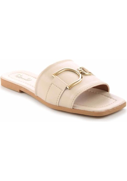 Bej Kadın Terlik Yüksek Topuklu Konforlu Tasarım Günlük ve Özel Kullanım İçin modelleri