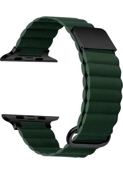 Apple Watch Uyumlu 4 5 6 7 45MM 44MM 42MM Manyetik Lüks Deri Loop Kordon