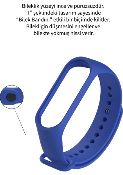 Deilmi Xiaomi Mi Band 5 6 Uyumlu Çelik Tokalı Spor Delikli Silikon Loop Kordon Kayış