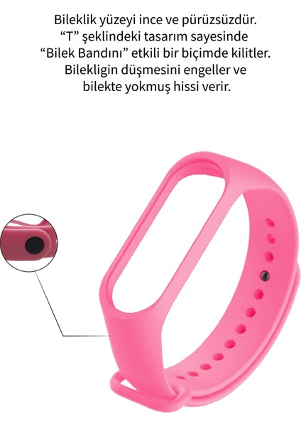 Deilmi Xiaomi Mi Band 5 6 Uyumlu Çelik Tokalı Spor Delikli Silikon Loop Kordon Kayış