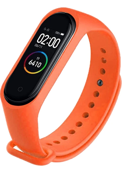 Deilmi Xiaomi Mi Band 5 6 Uyumlu Çelik Tokalı Spor Delikli Silikon Loop Kordon Kayış