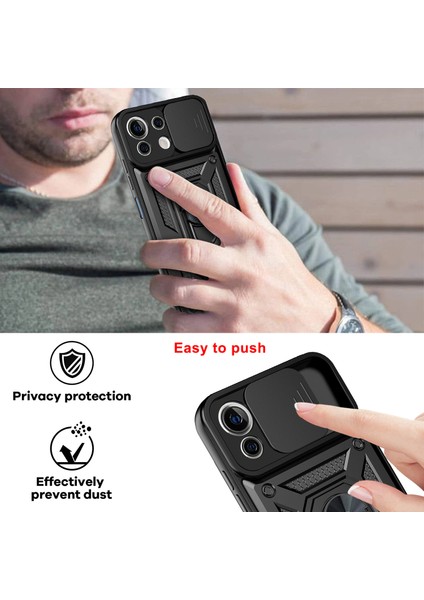 Xiaomi Mi 11 Lite Kılıf Lens Sürgülü Yüzüklü Tank Silikon Pars indirimleri