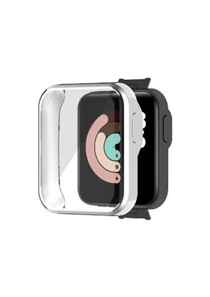Xiaomi Redmi Watch 2 Lite Gl Önü Kapalı Tasarım Yumuşak Silikon Kılıf - Gümüş