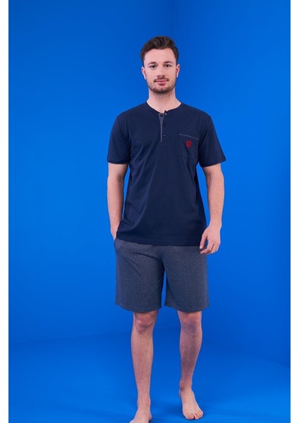 23325 Erkek Patlı Şortlu Pijama Takım 3'lü