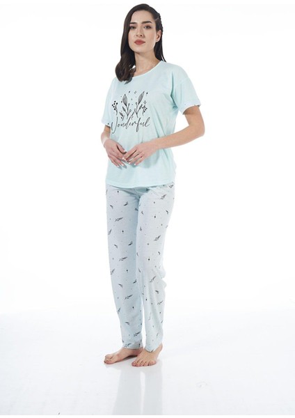 22124 Kadın Çiçek Desenli Kısa Kollu Viskon Pijama Takımı fiyatları
