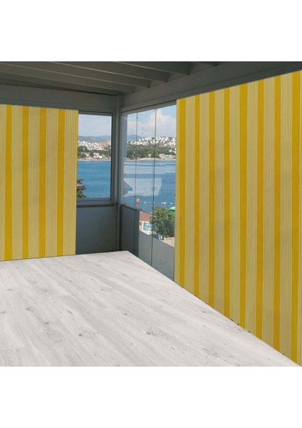 Balkon Perdesi Sarı Ince Çizgili 575X250