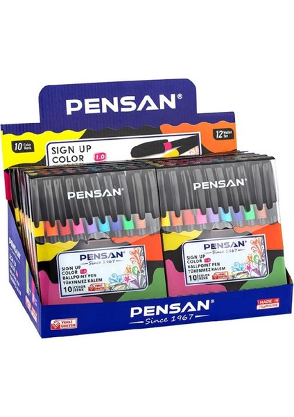 Renkli Tükenmez Kalem 10 Renk Sing Up Color 1 Paket Pensan Tükenmez Kalem Renkli fiyatları
