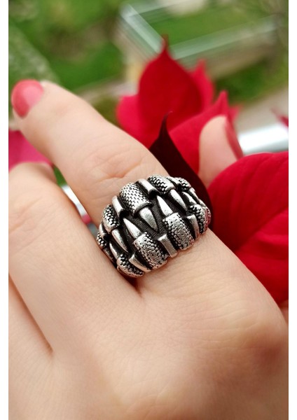 Antik Gümüş Kaplama Pençeler Şekilli El Yapımı Ayarlanabilir Unisex Yüzük
