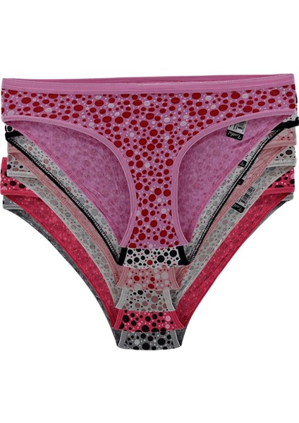6'lı Paket 0520 Belgin Puantiyeli Elastan Bayan Bikini Külot