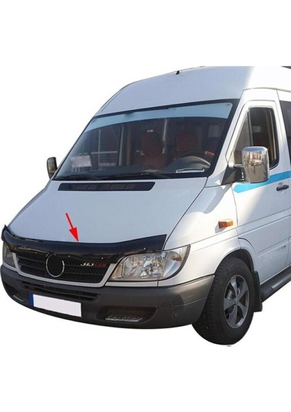 Mercedes Sprinter 2000 - 2006 Ön Kaput Koruyucu Rüzgarlığı Piano Black 3.2 mm Kalın Plastik modelleri