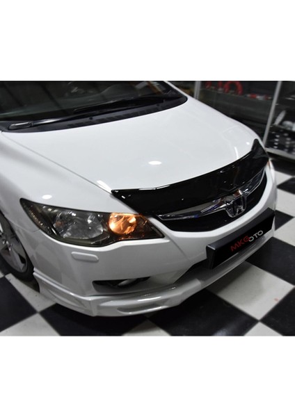 Civic Fd6 2006-2012 Ön Kaput Koruyucu Rüzgarlığı Piano Black 3.2 mm Kalın Plastik modelleri