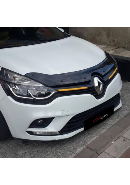 Renault Clio 4 2012 - 2020 Ön Kaput Koruyucu Rüzgarlığı Piano Black 3.2 mm Kalın Plastik