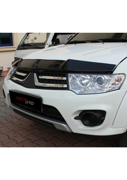 Mitsubishi L200 2003 - 2015 Ön Kaput Koruyucu Rüzgarlığı Piano Black 3.2 mm Kalın Plastik