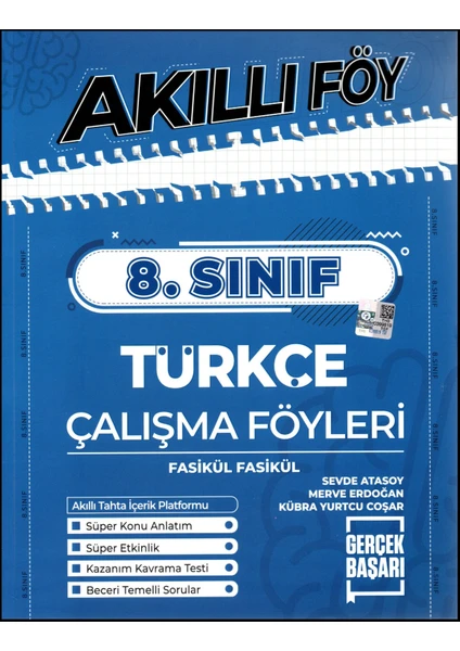 Gerçek Başarı Yayınları Gerçek Başarı 8. Sınıf Türkçe Çalışma Föyleri Fasikül-Fasikül Akıllı Föy