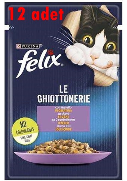 Felix Pouch Le Ghiottonerie Kuzu Etli Yaş Kedi Maması 85 gr - 12 Adet