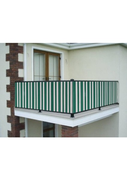 Balkon Demiri Perdesi Bağcıklı Yeşil Çizgili 200X80