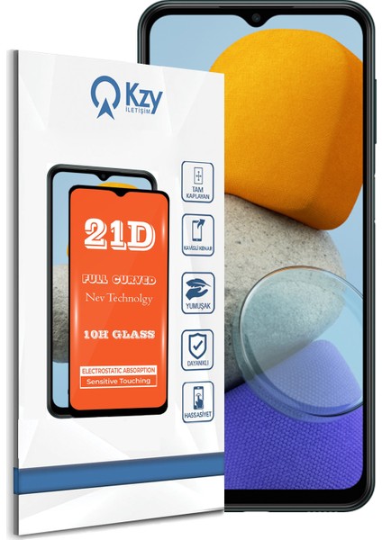 Samsung Galaxy M23 Tam Kaplayan 21D Temperli Ekran Koruyucu Cam
