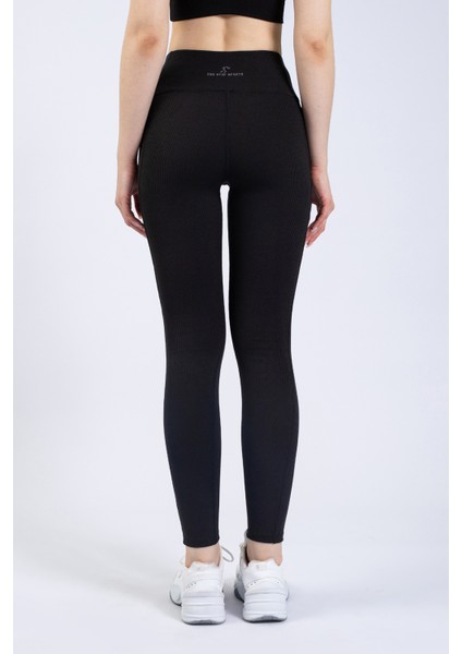 Kadın Siyah Cepli Fitilli Yüksek Bel Spor Tayt 25" indirimleri
