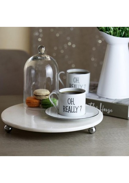 Mermer Beyaz 28 cm Gümüş Boncuk Ayak Yuvarlak Sunumluk modelleri