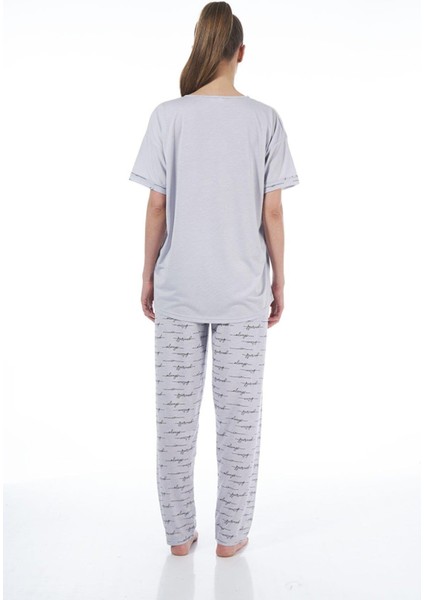 22151 Kadın Kuğulu Viskon Kısa Kollu Büyük Beden Pijama Takımı modelleri