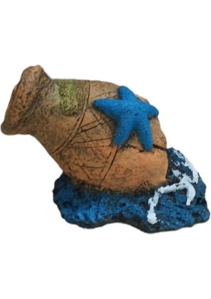 Akvaryum Dekoru Yıldızlı Fıçı 16X10 cm