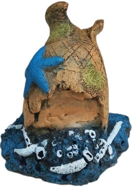 Akvaryum Dekoru Yıldızlı Fıçı 16X10 cm