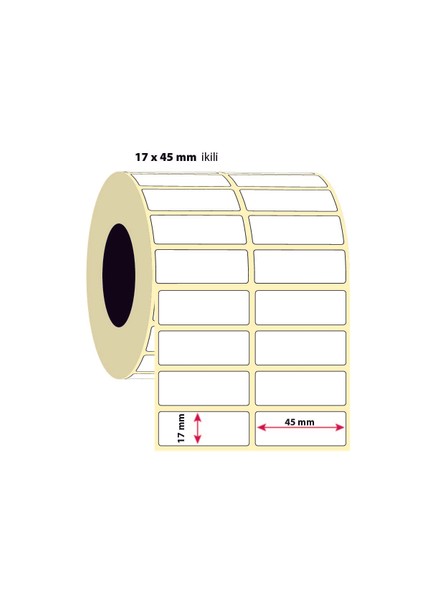 İşimiz Etiket 17X45MM Ikili Kuşe Etiket | 6 Rulo | 4000 Sarım |