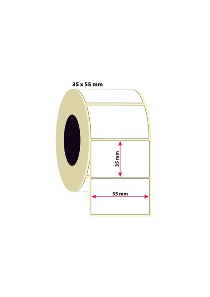 İşimiz Etiket 35X55MM Kuşe Etiket | 6 Rulo | 1000 Sarım |