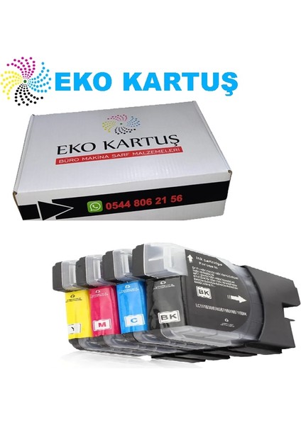 Eko Kartuş  Brother MFC-255CW 4 Renk (LC67-LC11-LC16-LC38-LC61-LC65) Muadil Kartuş,