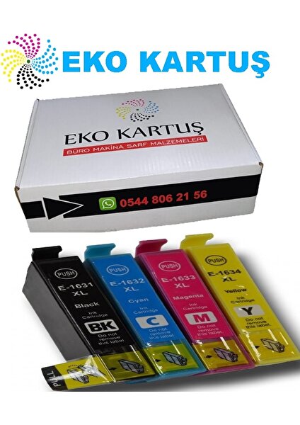 Eko Kartuş Epson Workforce WF-2630WF 4 RENK(16XL T1631-1634 )Muadil Kartuş,