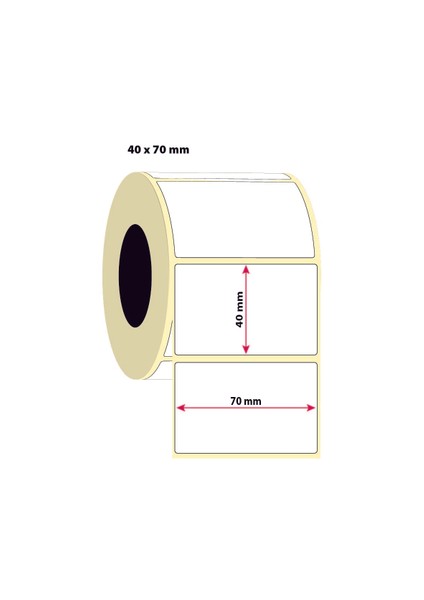 İşimiz Etiket 40X70MM Kuşe Etiket | 6 Rulo | 1000 Sarım |