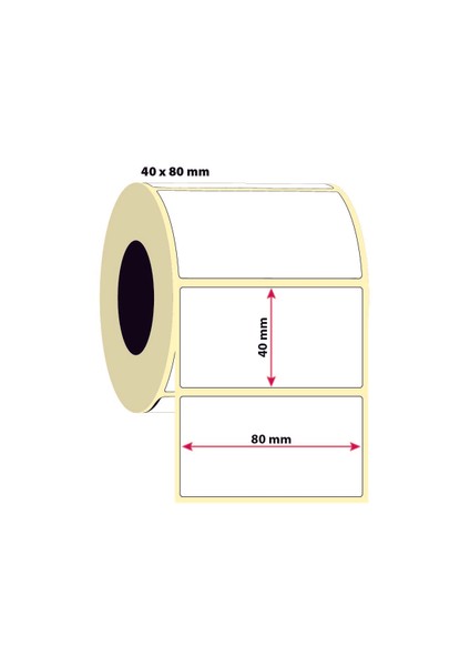 40X80MM Kuşe Etiket | 6 Rulo | 1000 Sarım |