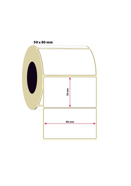 50X80MM Kuşe Etiket | 6 Rulo | 1000 Sarım |