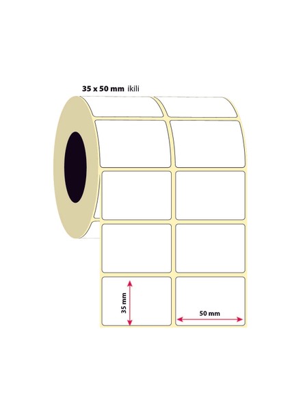 İşimiz Etiket 35X50MM Ikili Termal Etiket | 6 Rulo | 2000 Sarım |