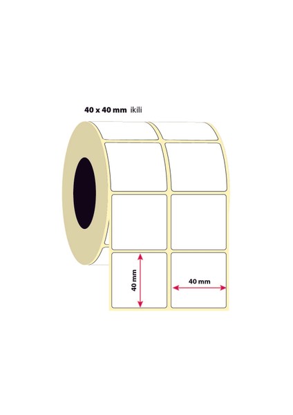 40X40MM Ikili Termal Etiket | 6 Rulo | 2000 Sarım |