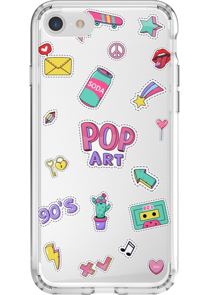 Apple iPhone Se 2020 Pop Art Sticker Tasarımlı Kılıf