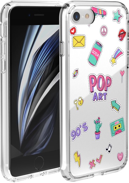 Apple iPhone Se 2020 Pop Art Sticker Tasarımlı Kılıf