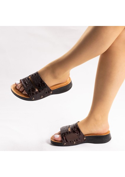 Kadın Hakiki Deri, Anatomik Hafızalı Tabanlıklı, Topuk Jeli Destekli, Kemik Çıkıntısı ve Topuk Dikeni Için Comfort Terlik