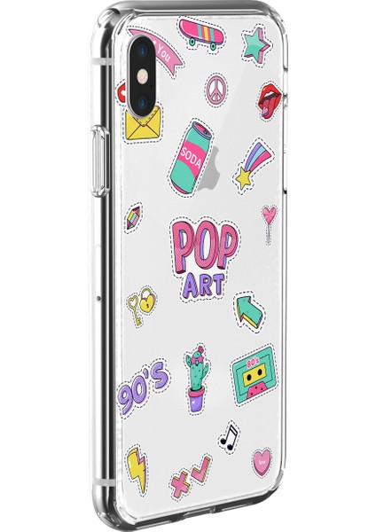 Apple iPhone Xs Pop Art Sticker Tasarımlı Kılıf