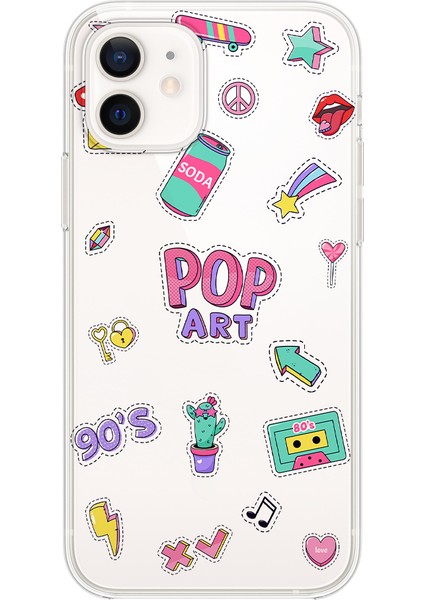 Apple iPhone 12 Mini Pop Art Sticker Tasarımlı Kılıf