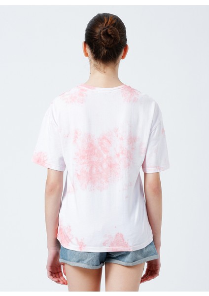 222 LCF 242003 Bisiklet Yaka Normal Kalıp Batik Pembe Kadın T-Shirt fırsatları