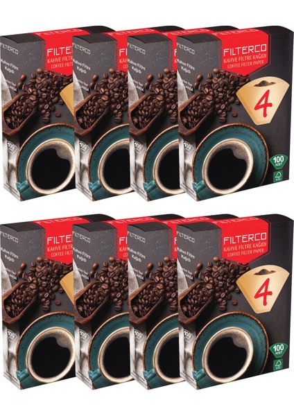 Filtre Kahve Kağıdı 4 Numara 100'lü 8 Paket