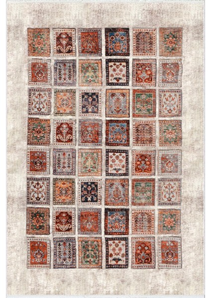 Kilim Desenli Otantik Eskitme Bej Kaydırmaz Kesme Yıkanabilir Ince Halı fiyatları